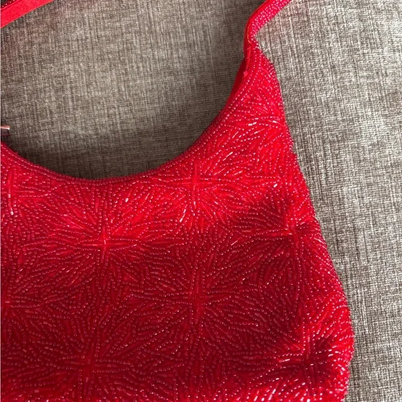 Vintage red beaded evening bag - Picture 3 of 3